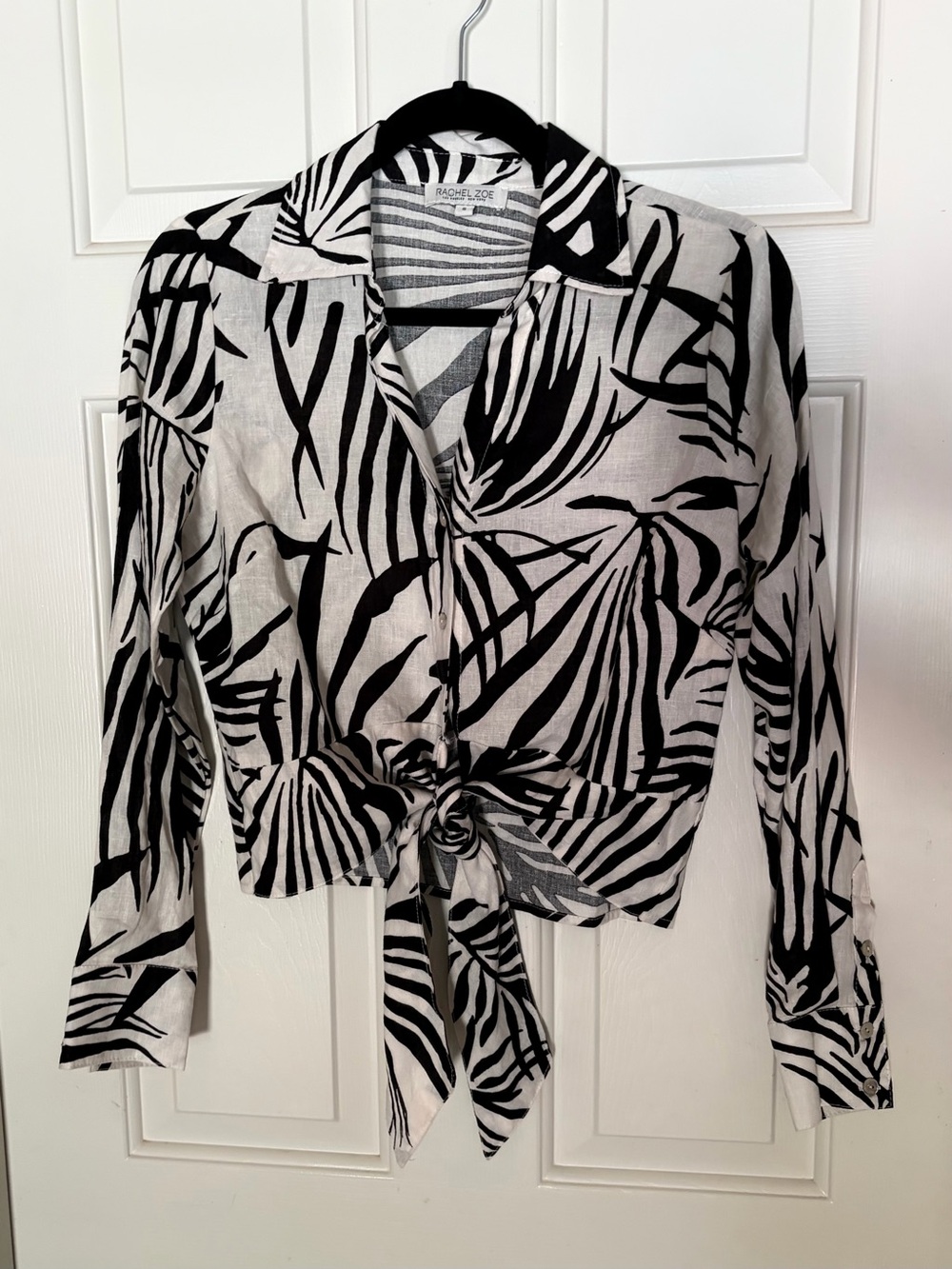 Rachel Zoe Linen Blend Tie Front Top
